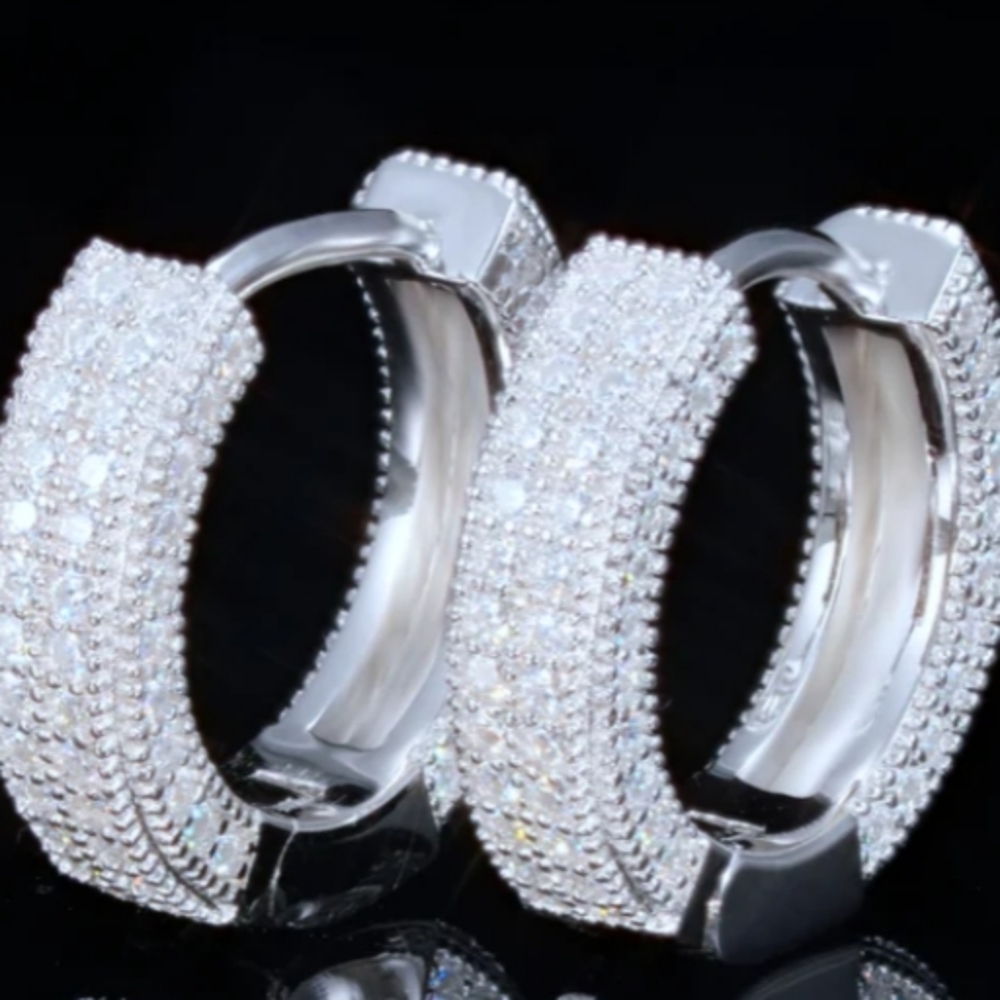 Moissanite Stone Hoop Earrings